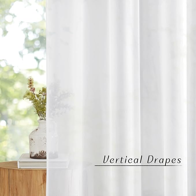 NICETOWN White Sheer Curtains 72 inches Long - Grommet Light Filtering Window Treatments Airy & Breathable Drapes Elegant Solid Drapes for Bedroom/Living Room, W42 x L72, 2 Panels