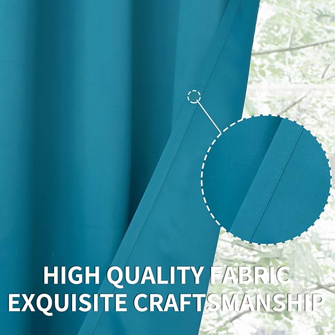 BGment Blackout Curtains - Grommet Thermal Insulated Room Darkening Bedroom and Living Room Curtains, Set of 2 Panels (42 x 72 Inch, Peacock Blue)