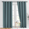 NICETOWN Blackout Greyish Blue Curtains & Drapes for Living Room - Thermal Insulated Solid Grommet Sound Reducing Energy Saving Window Treatments for Porch/Hall, 2 Panels, W52 x L84