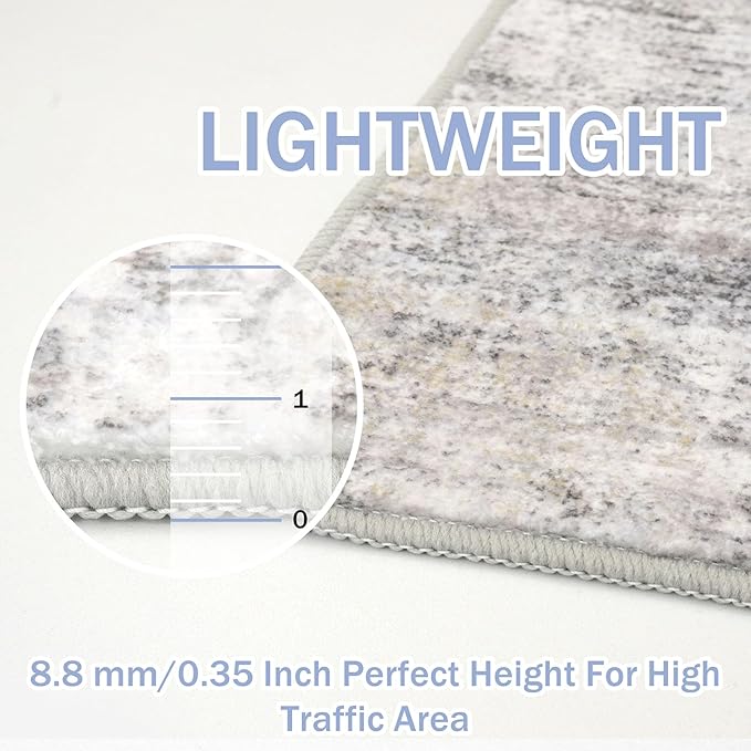 IOHOUZE Abstract Runner Rug 2x7 Ft Washable Runners for Hallways, Non Slip Kitchen Runner Printed Faux Wool Entryway Runners Indoor, Modern Abstract Floor Carpet for Hall Kitchen Bedroom, Grey Beige