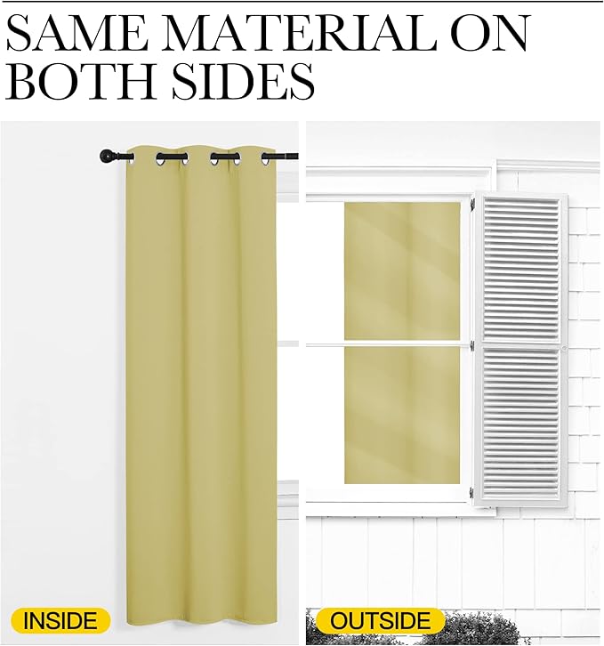 NICETOWN Window Curtain Panels, Thermal Insulated Solid Grommet Blackout Draperies/Drapes for Basement (Paler Yellow, 1 Pair, 29 by 45-inch)