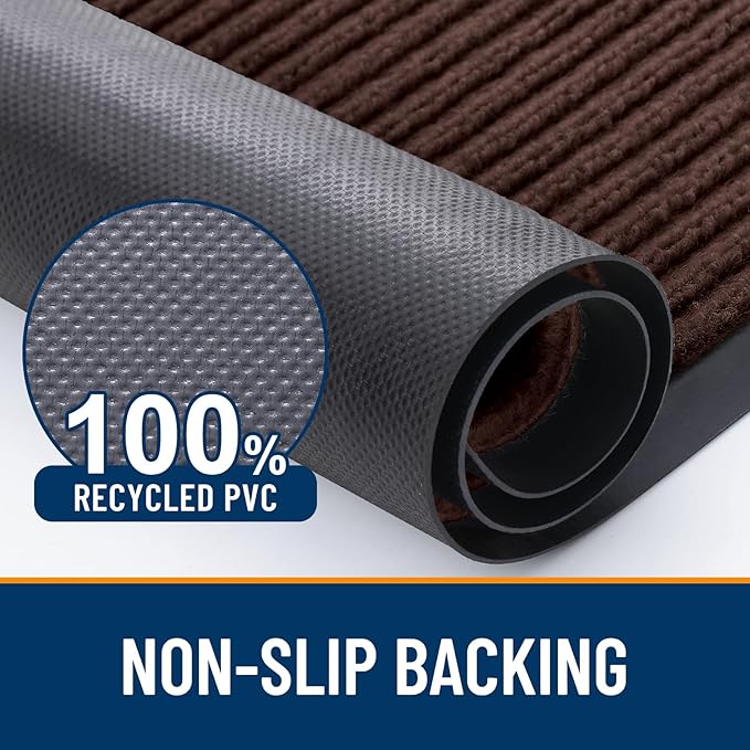 OLANLY Front Door Mat Indoor Outdoor Entrance, 2-Pack 35 x 23 Inch, Waterproof Heavy Duty Doormat, Fade Resistant, Low Profile, Easy Clean Patio Porch Welcome Floor Mats for Entry, Brown