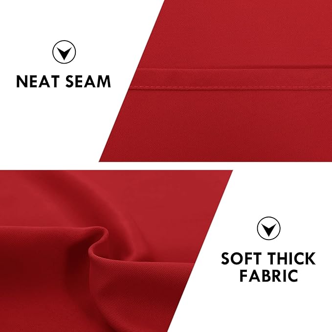 DWCN Christmas Blackout Curtains Room Darkening Thermal Insulated Bedroom Curtains Window Treatments, 42 x 45 inches Long, Set of 2 Red Rod Pocket Drapes