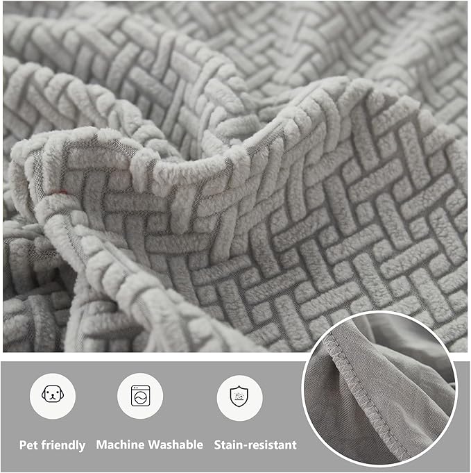 Couch Cushion Covers for Sofa Couch Covers Wear-Resistant Universal Sofa Cover Washable Stretch for Sectional Slipcovers (Texture-Green,Large Single Seat Cover)