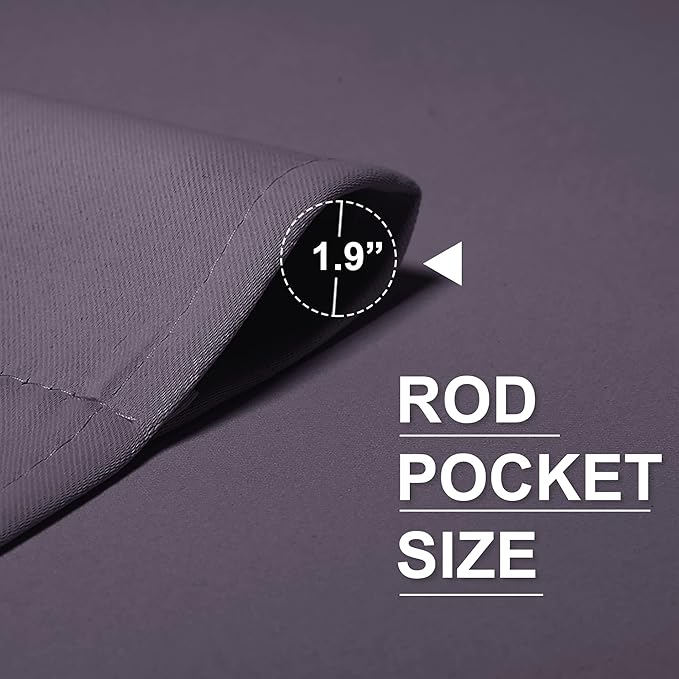 RYB HOME Blackout Curtains for Bedroom Living Room 72 inches Long, Thermal Insulated Privacy Rod Pocket Drapes for Nursery Office Home Theater, Width 42 by Length 72, Greyish Purple, 2 Panels