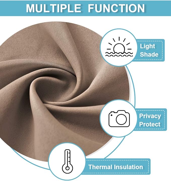 RYB HOME Blackout Curtains for Bedroom 84 inches Long 2 Panels Set, Privacy Thermal Insultaed Sunlignt Heat Blocking Drapes for Nursery Rental Room, Width 42 by Length 84, Mocha