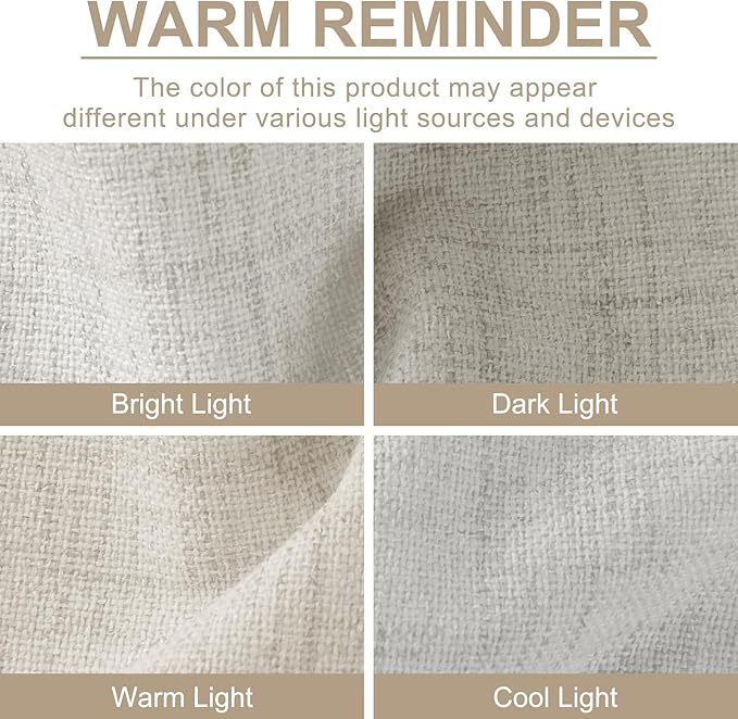 100% Blackout Shield Linen Blackout Curtains for Bedroom 120 Inches Long, Back Tab/Rod Pocket Living Room Drapes, Thermal Insulated Blackout Curtains 2 Panels Set, 50" W x 120" L, Beige
