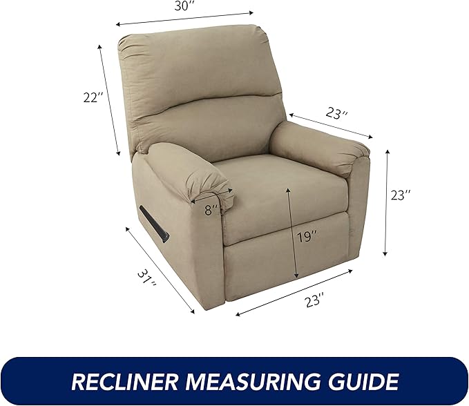 PureFit Super Stretch Chair Sofa Slipcover with Pocket – Spandex Non Slip Soft Couch Sofa Cover, Washable Furniture Protector with Elastic Bottom for Kids, Pets （Recliner, Cyan）