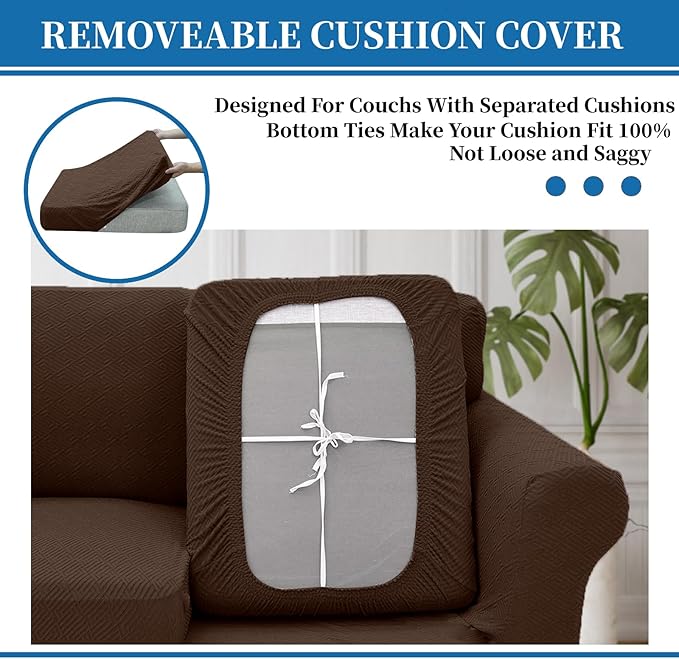 XINEAGE 2026 New 3 Pieces Couch Covers for 2 Cushion Sofa Super Stretch Loveseat Slipcover Pet Dog Universal Slip Cover Anti Slip Love Seat Furniture Protector (Coffee, 55"-69")