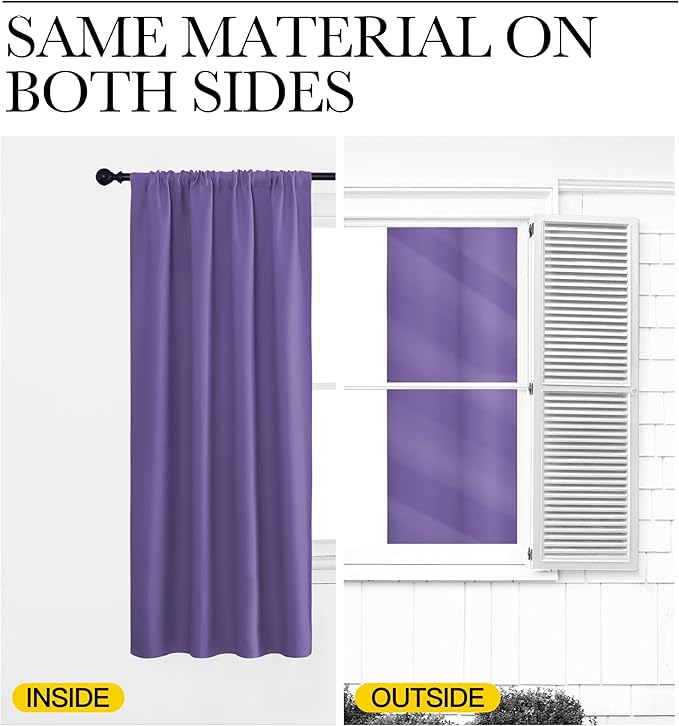 NICETOWN Blackout Curtains for Living Curtains, Lilac Purple, 2 Panels, 29 by 30, Room Darkening Window Curtain Panels, Easy-Care Solid Thermal Insulated Draperies/Drapes for Daughter Room
