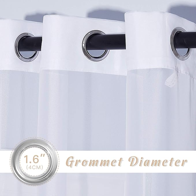 NICETOWN White Sheer Curtains 72 inches Long - Silver Eyelet Top Light Filtering Window Drapes Airy & Breathable Living Room Voile Panels for Flat/Apartment, 74" W Total 2 Pieces