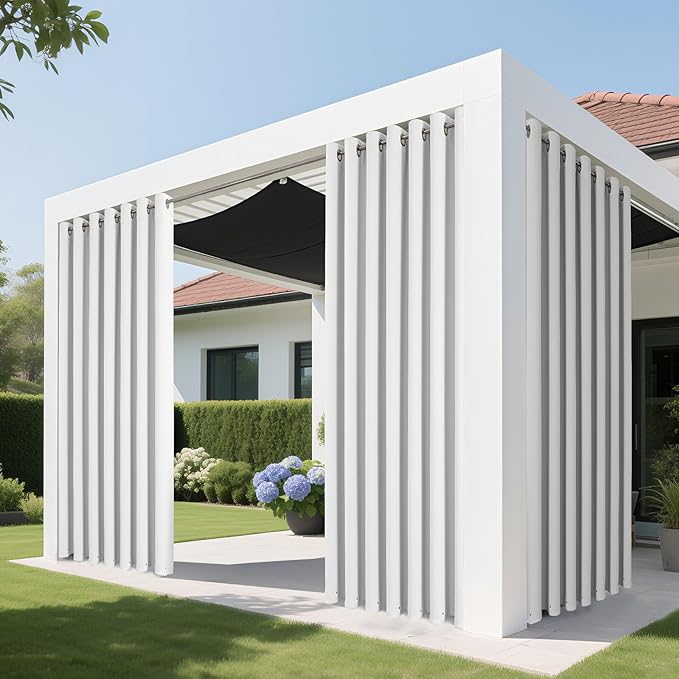 Joydeco Blackout Patio Sliding Door Curtains 90 Inches Long, Grommet Privacy Room Divider Curtains, Extra Wide Thermal Blackout Drapes for Bedroom Living Room (Pure White, 80Wx90L, 1 Panel)