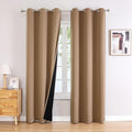 ChrisDowa 100% Blackout Curtains for Bedroom with Black Liner, 2 Thick Layers Total Blackout Thermal Insulated Grommet Window Curtains 2 Panels Set (Cappuccino, 42 x 84 Inch)