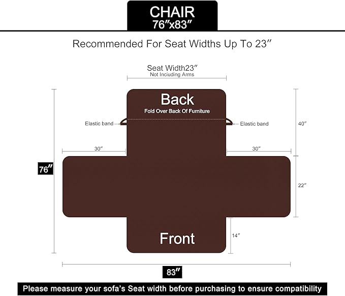 U-NICE HOME Recliner Chair Covers Reversible Chair Cover Pet Covers for Dogs with Elastic Straps Water Resistant Diamond Quilted (23''Armchair, Orange/Taupe)