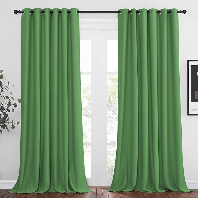 NICETOWN Room Darkening Grommet Curtain Panels - Living Room Curtains Thermal Insulated Window Treatments Privacy Draperies for Patio (W80 x L108, Forest Green, 1 Pair)