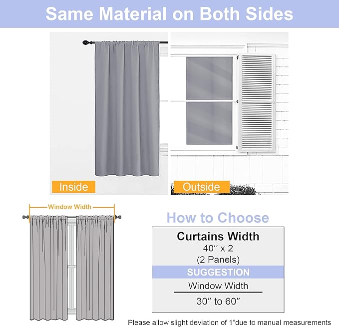 Simplebrand Ava Silver Grey Blackout Curtains for Bedroom 90 Inches Long 2 Panels Set, Solid Privacy Energy Saving Living Room Window Treatment Curtains Blackout Drapes, W40 x L90 Inch, Silver Grey