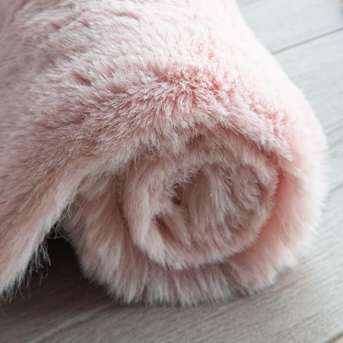 ORINOVA Pink Fuzzy Faux Washable Fluffy Fur Area Rugs for Living Room Cute Small Furry Rugs for Bedroom Kids Rug 2x3 Rug Girls Nursery Rug Rectange Rugs