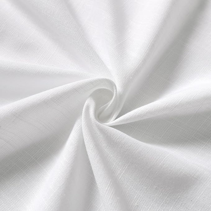 White Kitchen Cafe Curtains 45 Inch Length 2 Panel Set Back Tab Pocket Semi Sheer Light Filtering Short Curtain Natural Farmhosue Small Curtains for Basement Window Bathroom Living Room 52x45
