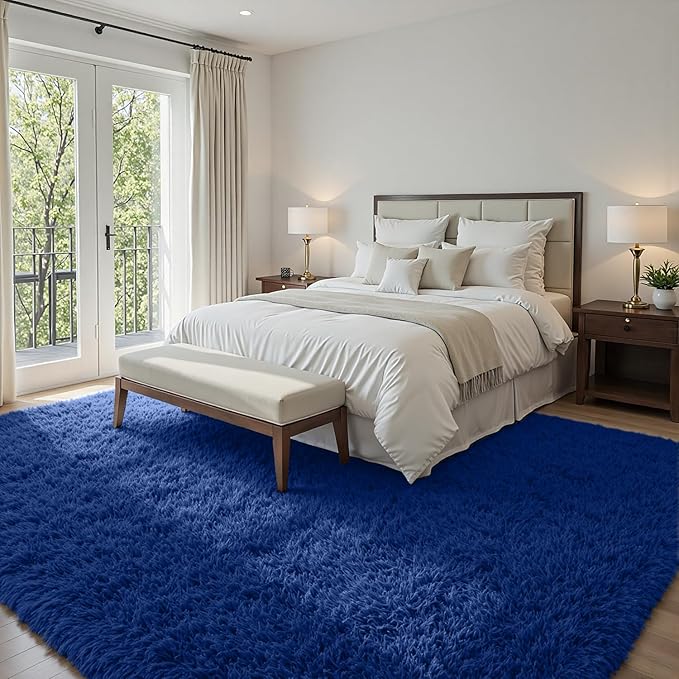 6x9 Area Rugs for Living Room Rug: Soft Fluffy Shag Navy Blue Rugs for Bedroom, Non-Slip Large Fuzzy Plush Rug Indoor Floor Carpet for Nursery Kids Boys Girls Room, Dorms, Playroom, Modern Home Decor