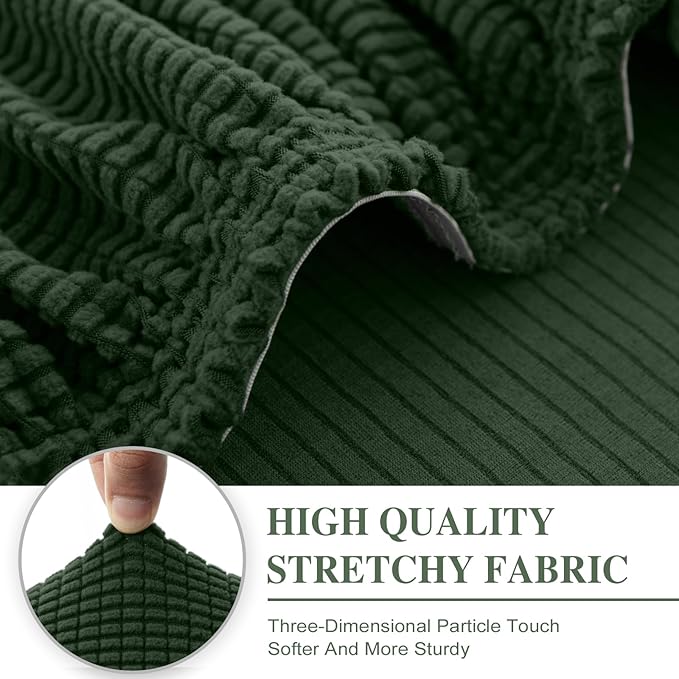 Couch Cushion Covers for Sectional Sofa L Shape Washable Separate Seat Chaise Couch Cover Stretch Sofa Slipcovers with 2 Pcs Pillowcases(3 Seater + 1 Chaise, Green)