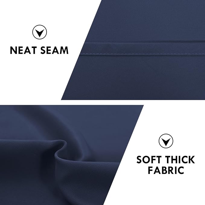 DWCN Navy Room Darkening Blackout Curtains - Thermal Insulated Privacy Energy Saving Window Curtain Drapes 52 x 54 inch Length, Set of 2 Bedroom Living Room Curtains