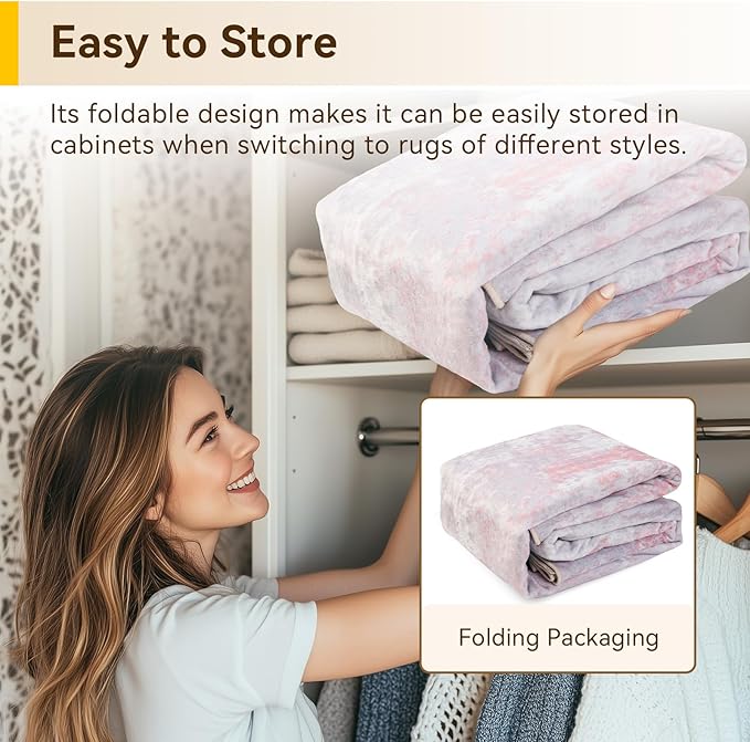 Washable Area Rugs Square 7ft Non-Slip Modern Abstract Soft for Living Room Entryway Bedroom Nursery, Print Pattern, Grey Pink