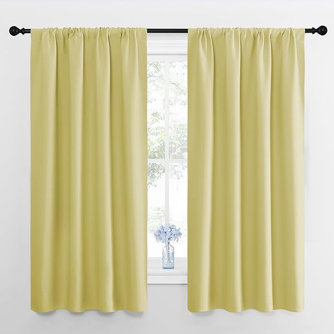 NICETOWN RV Blackout Curtains for Camper Windows, Paler Yellow, 29" Wide by 50" Long, 2 PCs, Short Blackout Curtains & Drapes, Thermal Insulated Blackout Curtain Panels for Kids Room, Play Room
