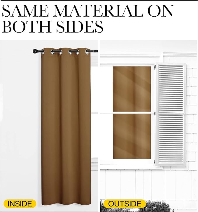 NICETOWN Sleek Blackout Curtains 50 inches Length for Small Windows, Noise Reducing and Block Draft Panels for Door Doorway Laundry Office Luxury Decor Theme (2 Panels, Gold Brown, W42 x L50 -Inch)