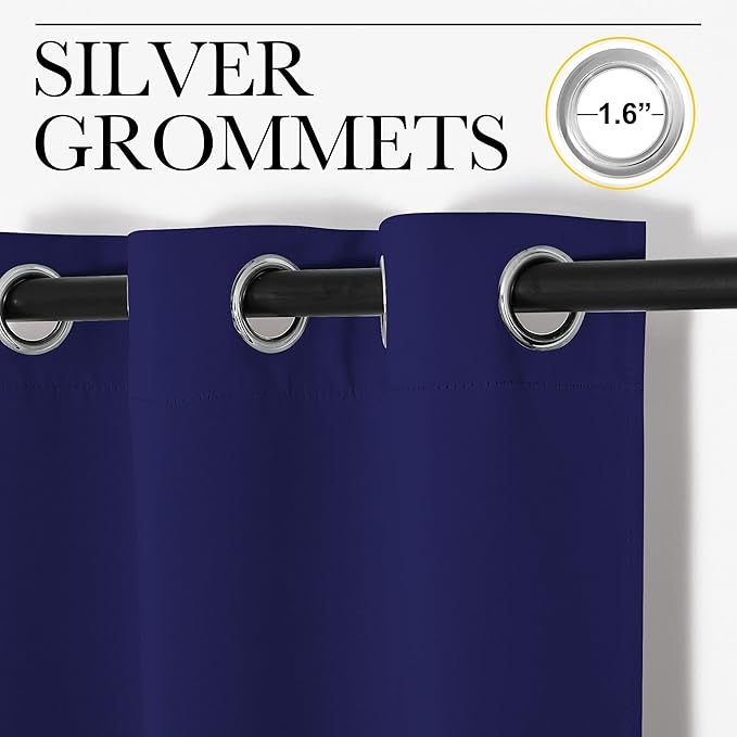 NICETOWN Blackout Draperies Curtains, All Season Thermal Insulated Solid Grommet Top Blackout Curtains/Drapes for Kid's Room (Royal Blue, 1 Pair, 34 x 45 inches)