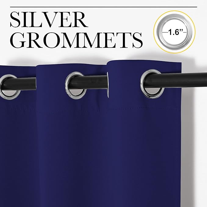 NICETOWN Window Treatment Energy Saving Thermal Insulated Solid Grommet Blackout Curtains/Drapes for Living Room (Royal Blue, 1 Pair, 42 by 84-Inch)
