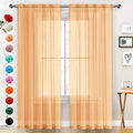 SpaceDresser Sheer Voile Window Treatment Rod Pocket Curtain Panels for Kitchen Bedroom Living Room Drapes Sunlight Filtering Privacy Semi Home Decor Assorted (Beige, 52 W x 72 L)