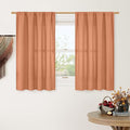 LAMIT Terracotta 48 Inch Linen Curtains for Cafe 2 Panels, Linen Textured Light Filtering Panels Rod Pocket Neutral Privacy Drapes for Small Window/Loft Room, 42 x 48 Inch