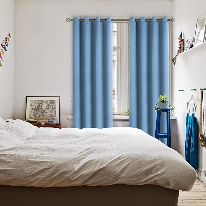 BGment Room Darkening Curtains 95 Inches Long - Grommet Thermal Insulated Drapes Window Treatment Curtains for Bedroom, 2 Panels, 52 x 95 Inch, Sky Blue