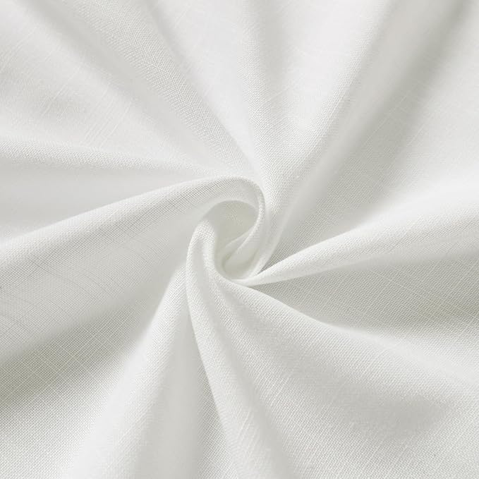 Off White Linen Curtains 80 inches Long for Bedroom Back Tab Light Filtering Privacy Sheer Curtains 2 Panel Set Modern Farmhouse Coastal Decor Cotton Textured Gauze Curtain 38x80 for Dinning Room