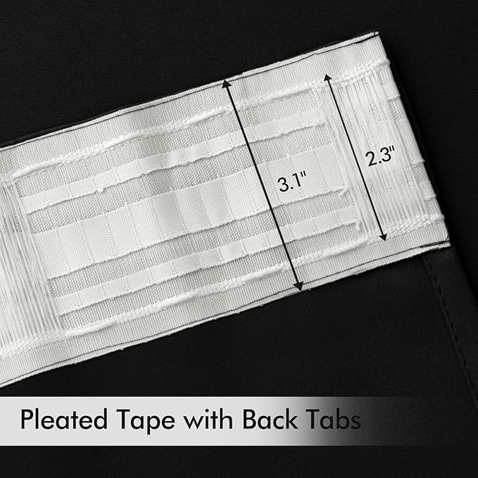 MIULEE Black Back Tab Blackout Curtains 98 Inch Length 2 Panels Set for Living Room Bedroom Privacy, Halloween Rod Pocket/Pinch Pleat Thermal Insulated Room Darkening Pleated Light Blocking Drapes