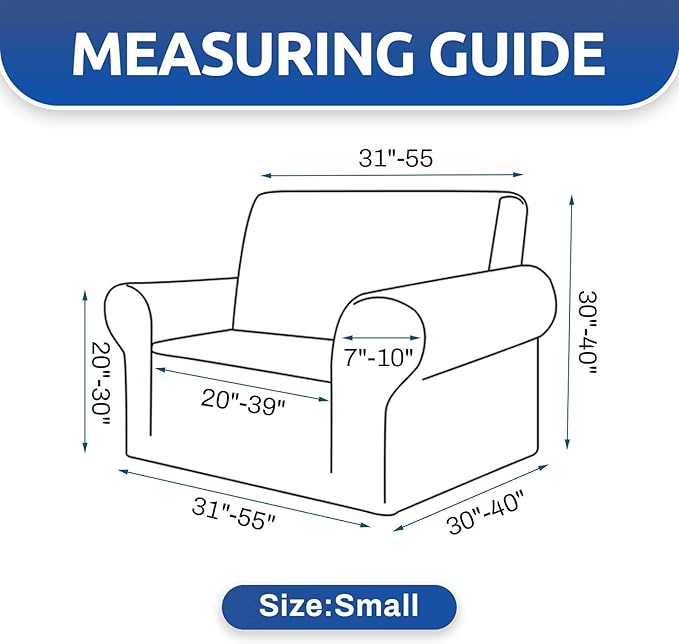 KEKUOU Stretch Single Sofa Slipcover 1 Piece Couch Sofa Cover (31"-55") Furniture Protector 1 Seater Sofa with Elastic Bottom for Kids,Pet.Jacquard Small Checked Pattern Fabric(Small,Dark Red)