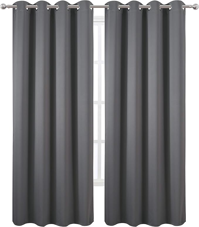 LEMOMO Blackout Curtains 66 x 95 inch/Frost Grey Curtains Set of 2 Panels/Thermal Insulated Room Darkening Bedroom Curtains
