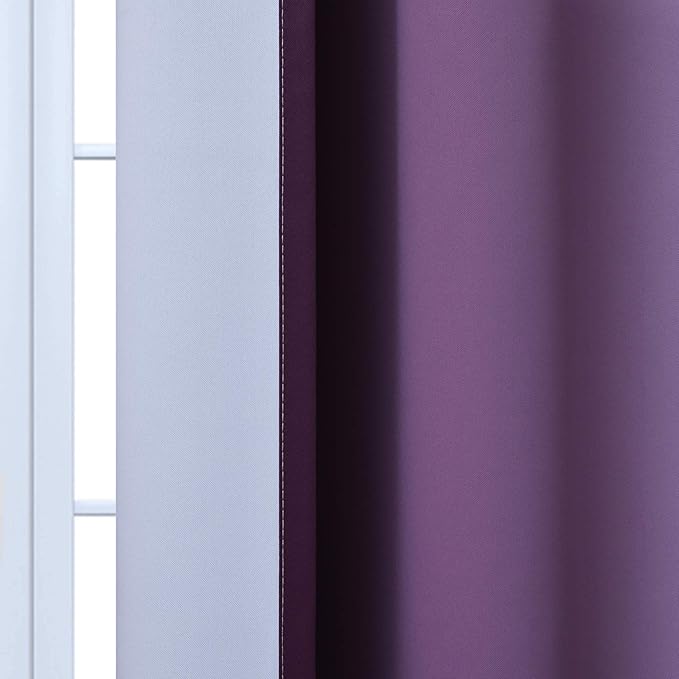 Yakamok Purple and Greyish White Ombre Curtain, Gradient Color Purple to White Curtain for Bedroom, Light Blocking Thermal Insulated Window Drape for Living Room(1 Panel, 52x84 Inch)