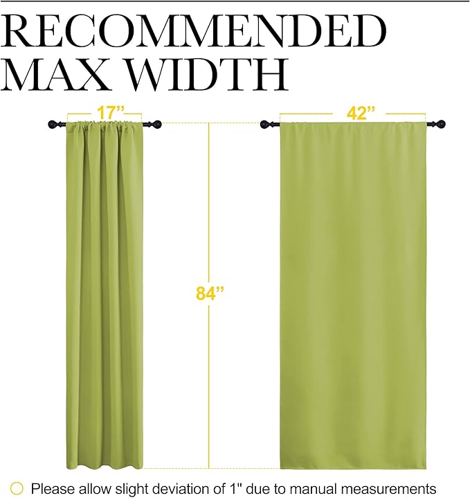 NICETOWN Blackout Curtain Panels for Living Room - Thermal Insulated Rod Pocket Top Blackout Drapes for Kid's Room (1 Pair, 42 x 84 Inch, Fresh Green)