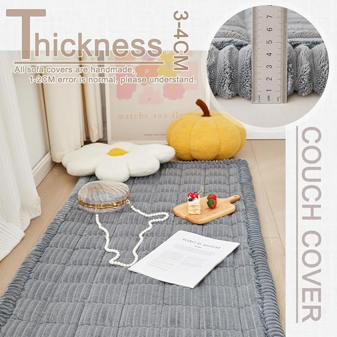 Couch Cover for Dogs Washable, Fuzzy Pet Couch Covers for 3 Cushion Sofa Pet Friendly, Non Slip Sofa Cover (Blue-Grey, 35" x 63"/90 x 160cm)