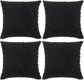 Fancy Homi 4 Packs Boho Black Decorative Throw Pillow Covers 20x20 Inch for Living Room Couch Bed Sofa, Rustic Modern Farmhouse Home Decor, Soft Plush Corduroy Square Cute Cushion Case 50x50 cm