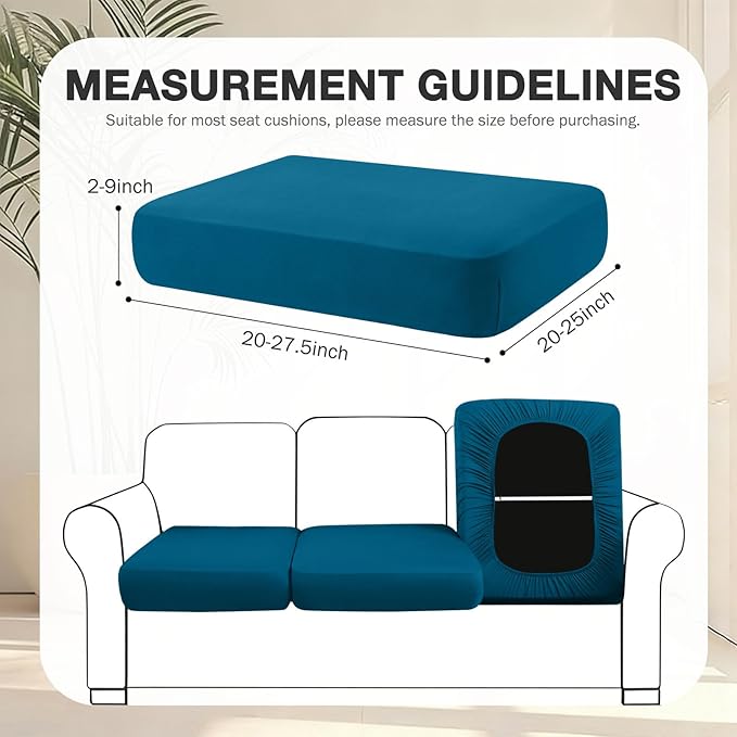hyha 4Pcs Patio Cushion Covers, Stretch Outdoor Couch Cushion Covers, Washable Outdoor Chair/Sofa Slipcovers for Patio Furniture Cushions Protector with Elastic Bottom(Peacock Blue,Cover Only)