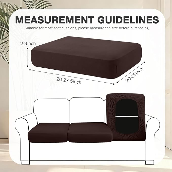 hyha 8Pcs Patio Cushion Covers, Stretch Outdoor Couch Cushion Covers Replacement, Washable Outdoor Chair/Sofa Slipcovers for Patio Furniture Cushions Protector with Elastic Bottom(Coffee,Cover Only)