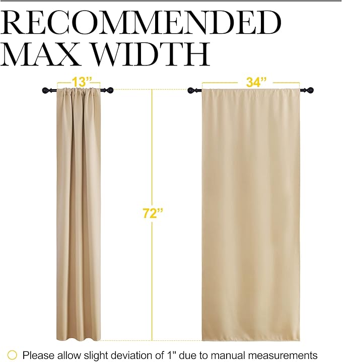 NICETOWN Blackout Room Darkening Curtains - Home Decoration Light & Noise Reducing Thermal Insulated Window Draperies with Rod Pocket Top (Biscotti Beige, 2 Panels, 34 inches Wide x 72 inches Long)