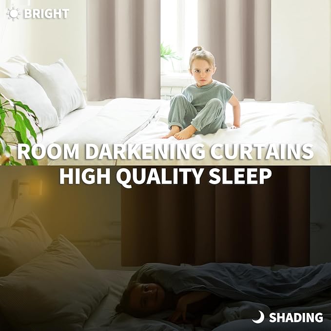 BGment Room Darkening Curtains 120 Inches Long - Grommet Thermal Insulated Drapes Window Treatment Curtains for Bedroom, 2 Panels, 52 x 120 Inch, Camel