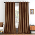 MIULEE Velvet Curtains 90 inches - Luxury Blackout Curtains for Bedroom Living Room Thermal Insulated Super Soft Window Drapes Rod Pocket & Back Tab, Brown, W52 x L90 inches, 2 Panels