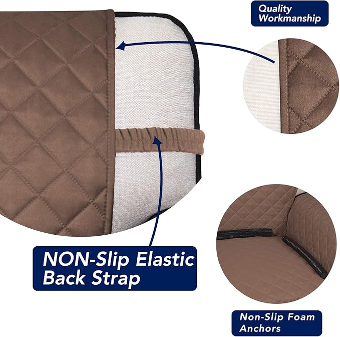 PureFit Reversible Quilted Sofa Cover, Water Resistant Slipcover Furniture Protector, Washable Couch Cover with Non Slip Foam and Elastic Straps for Kids, Dogs, Pets (Large, Brown/Beige)