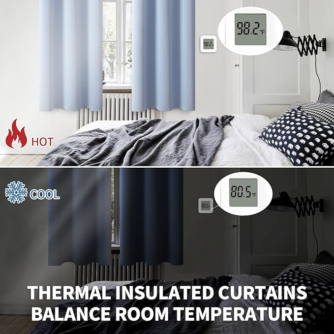 BGment Blackout Curtains for Living Room - Grommet Thermal Insulated Room Darkening Curtains for Bedroom, 2 Panels of 42 x 72 Inch, Spa Blue