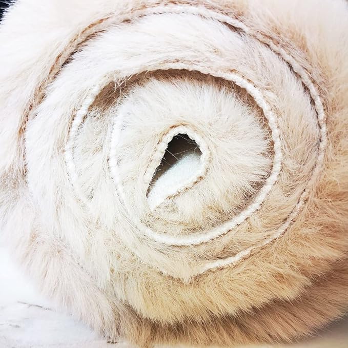 Ghouse Ultra Soft Faux Rabbit Fur Rug, Machine Washable Area Rugs for Bedroom Fluffy Rugs for Living Room, No-Shedding Carpet Sheepskin Rug Light Brown Beige 2 x 6 Feet