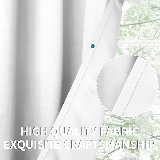 BGment Room Darkening Curtains 72 Inches Long - Grommet Thermal Insulated Drapes Window Treatment Curtains for Bedroom, 2 Panels, 42 x 72 Inch, Pure White